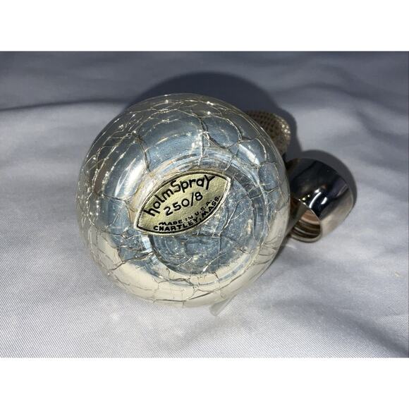 VTG VINTAGE NEW HOLMSPRAY SILVER CRACKLE GLASS PERFUME BOTTLE ATOMIZER IOB - Picture 8 of 12